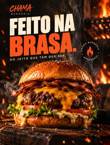 Post Chama Burgeria: feito na brasa