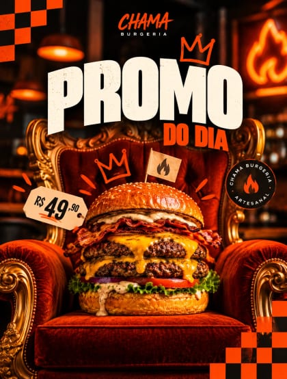 Post Chama Burgeria: promo do dia