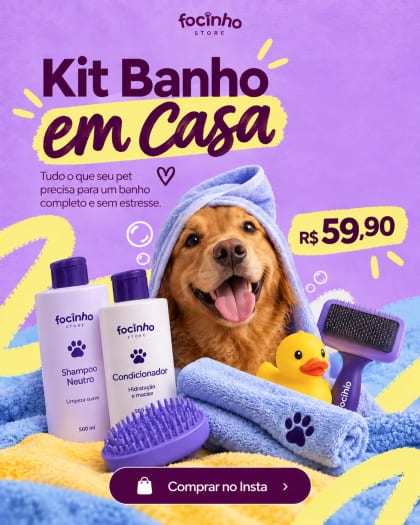 Post Focinho: kit banho em casa